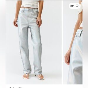 NWT Pistola Cassie Coated Prism Silver Super High Rise Straight Leg size 26